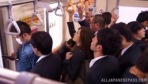 A Very Daring Japanese Babe Sucks A Guy's Cock On A Crowded Subway