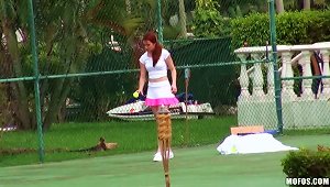 Redhead Melody Jordan Plays Tennis And Then Gets Rammed