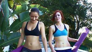 Brunette Lesbian Hotties Like Yoga Almost As Much As Oral Sex