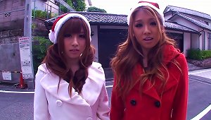 Two Depraved Japanese Santa Girls Ride A Shaft By Turns In Ffm Reality