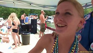 Boat Party Girls Get Beads For Flashing Their Amateur Tits