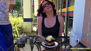 Redhead Eating A Cake Before Getting Nailed Hard And Deep