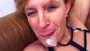 Stunning Mom Is Swallowing Sperm In The Gangbang